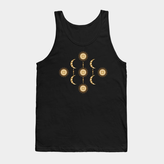 Galaxy Mandala- Boho Sun Crescent Moon Tank Top by Winkeltriple